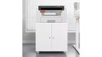 Meuble de rangement à roulettes en métal noir/blanc pour imprimante, avec armoire à 2 portes