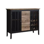 Buffet bas chêne antique et noir, 3 tiroirs 2 portes, 119 cm, 1 pièce