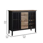 Buffet bas chêne antique et noir, 3 tiroirs 2 portes, 119 cm, 1 pièce
