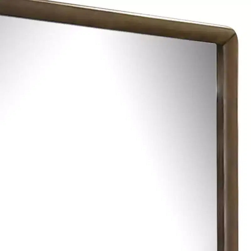 Miroir rectangulaire marron pour commode, bords arrondis, unique