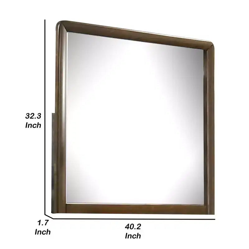 Miroir rectangulaire marron pour commode, bords arrondis, unique