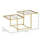 Table basse à double niveau en verre trempé doré et transparent (1 pièce)