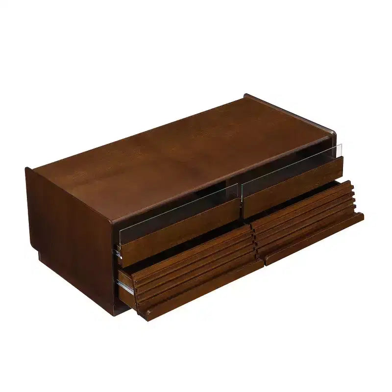 Table basse rectangulaire moderne noire/marron avec rangement, 1 personne
