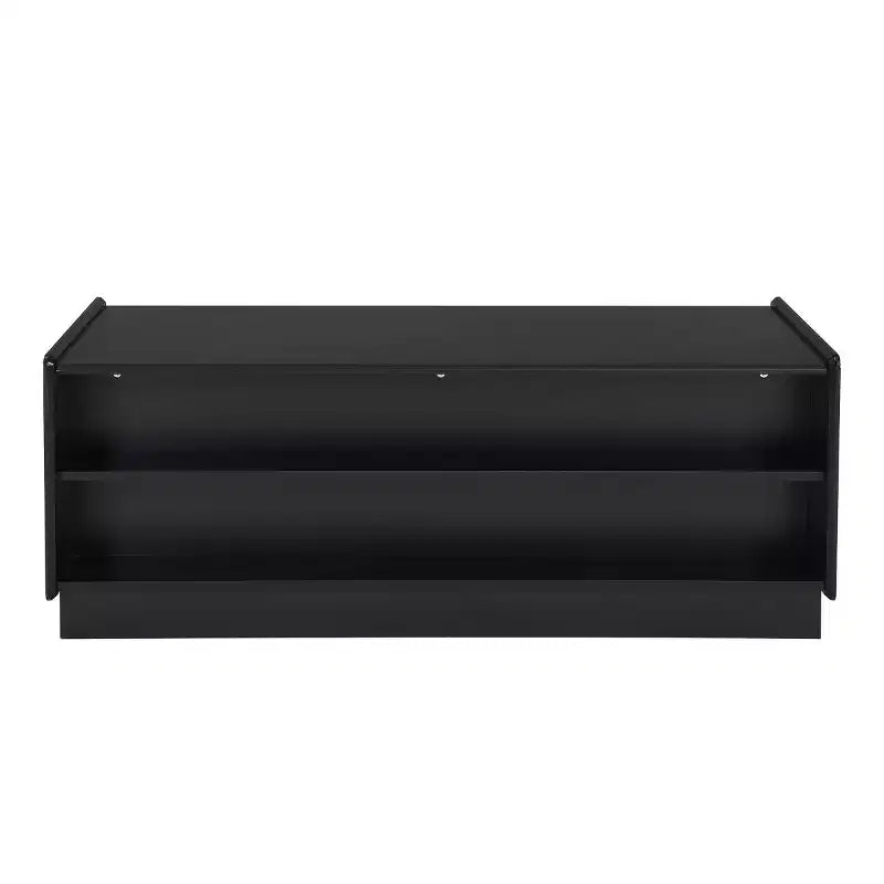 Table basse rectangulaire moderne noire/marron avec rangement, 1 personne