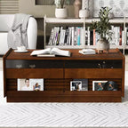 Table basse rectangulaire moderne noire/marron avec rangement, 1 personne