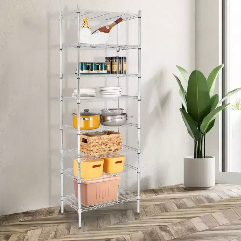 Étagère de rangement à 8 niveaux en fil d'acier réglable