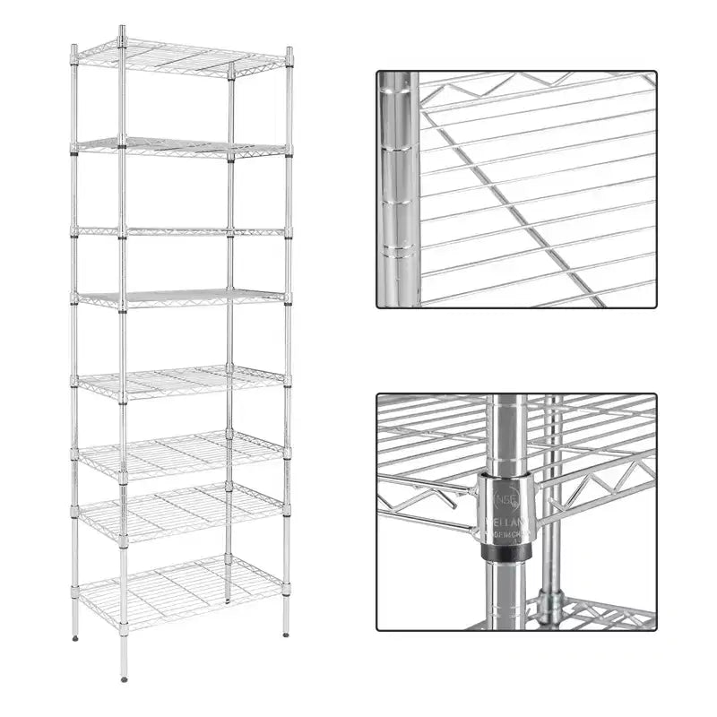 Étagère de rangement à 8 niveaux en fil d'acier réglable