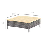 Table d'appoint d'extérieur en rotin PE – Gris / Bois naturel