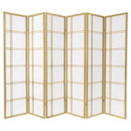 Paravent Shoji 6 panneaux en croix double – Gris / Or / Ivoire