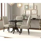 Table à manger ronde à pied central – Espresso / Noir, 4 places