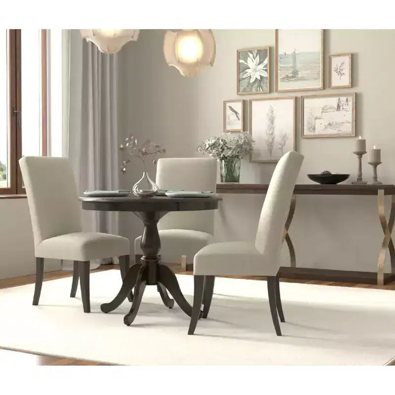 Table à manger ronde à pied central – Espresso / Noir, 4 places