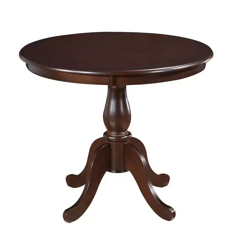 Table à manger ronde à pied central – Espresso / Noir, 4 places