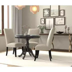 Table à manger ronde à pied central – Espresso / Noir, 4 places
