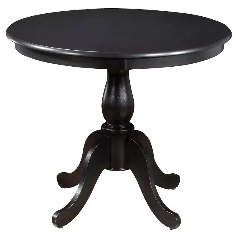 Table à manger ronde à pied central – Espresso / Noir, 4 places