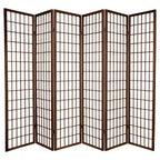 Oriental Furniture 6 ft. Tall Window Pane Shoji Screen - Walnut (6 Panels): Folding Privacy Partition