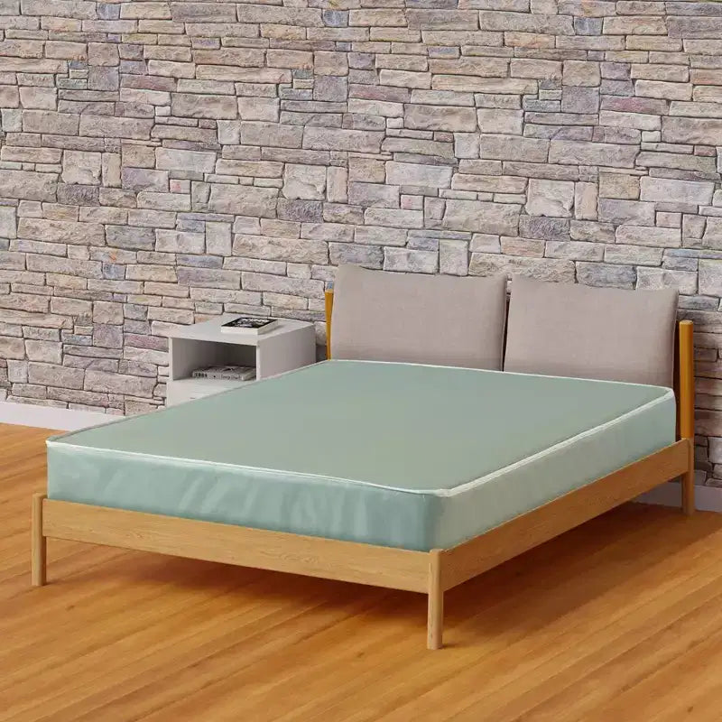 Matelas hybride à ressorts ensachés et plateau serré en vinyle blanc et vert, 1 personne