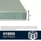 Matelas hybride à ressorts ensachés et plateau serré en vinyle blanc et vert, 1 personne