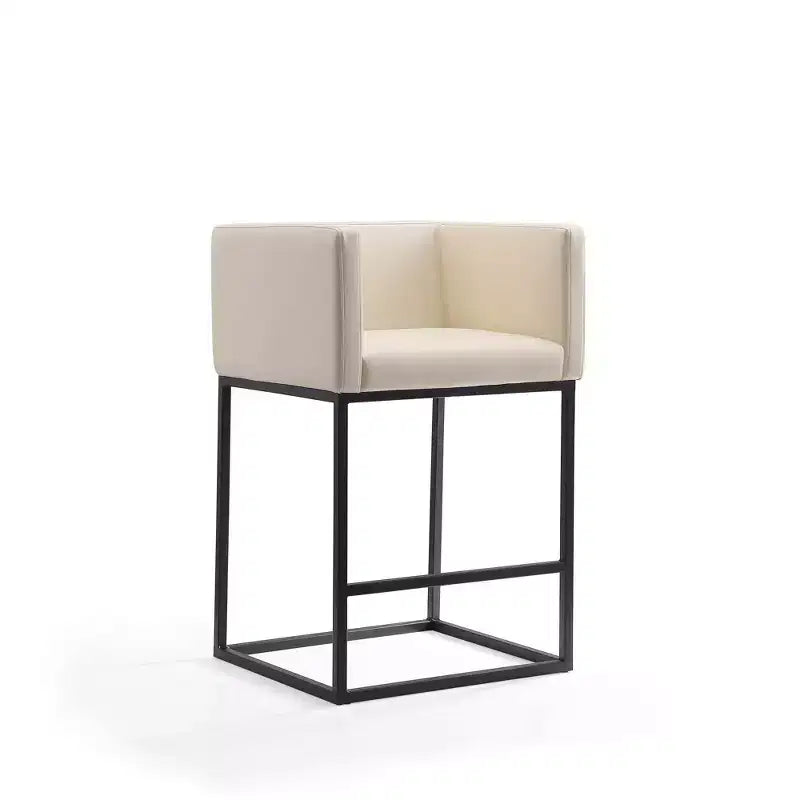 Tabourets de bar hauteur comptoir, lot de 2 – Crème/gris, rembourrés
