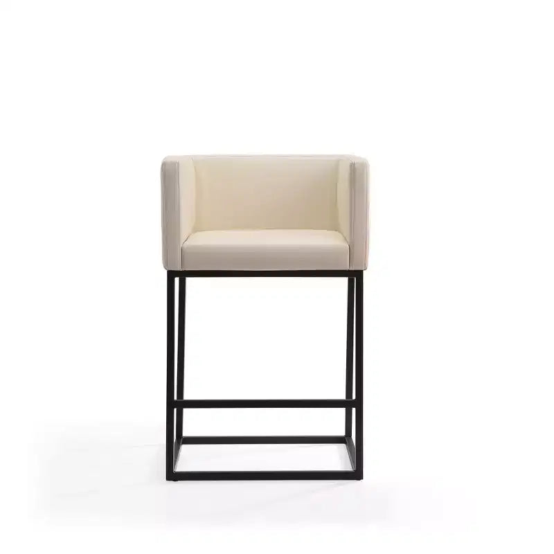 Tabourets de bar hauteur comptoir, lot de 2 – Crème/gris, rembourrés
