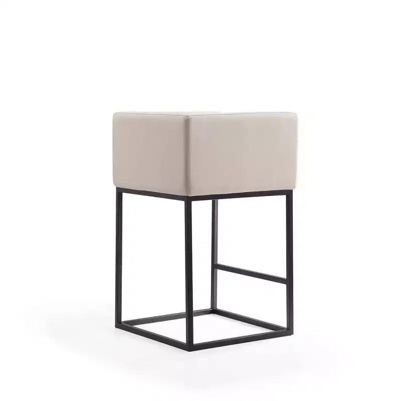 Tabourets de bar hauteur comptoir, lot de 2 – Crème/gris, rembourrés