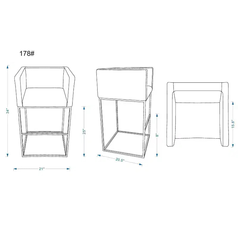 Tabourets de bar hauteur comptoir, lot de 2 – Crème/gris, rembourrés
