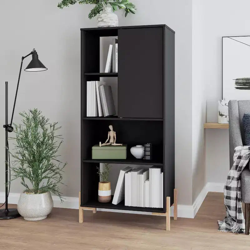 Bibliothèque à 5 étagères avec portes – Panneau de particules