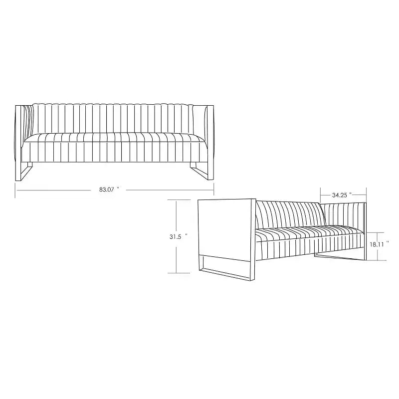 Canapé 3 places en velours – Style Trillium, 3 places