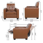 Fauteuil inclinable à dossier basculant – Marron foncé / Cognac, 1 place