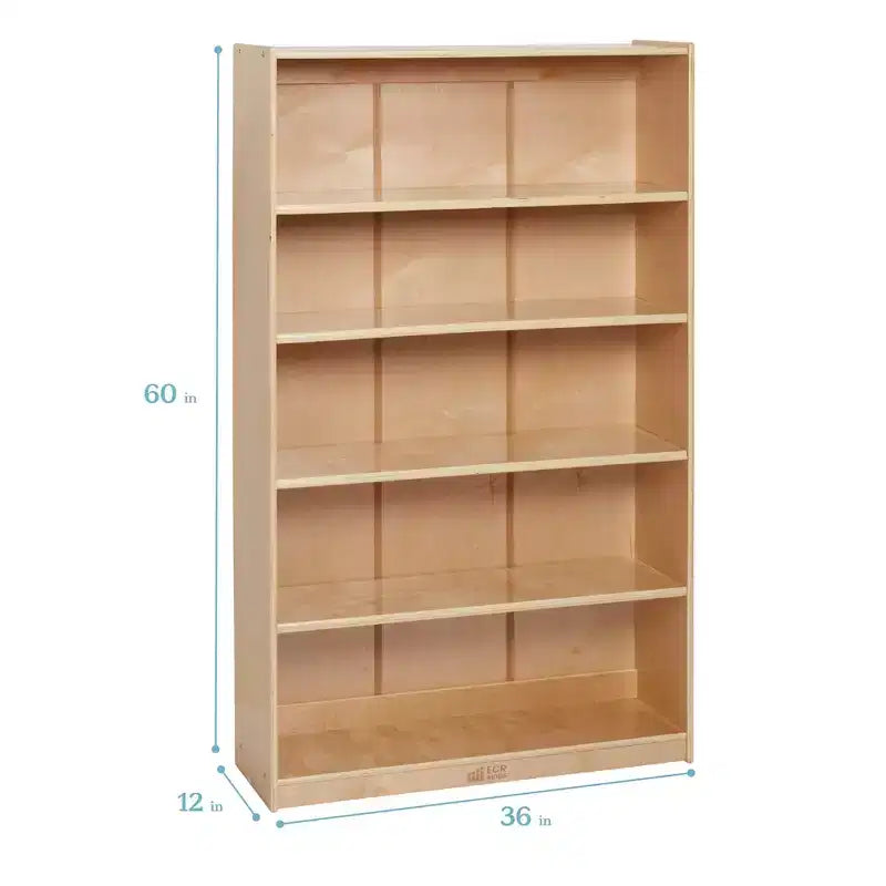 Bibliothèque en bois à façade ouverte à 5 étagères réglables, gris délavé / naturel / blanc délavé, 60 po
