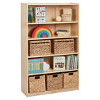 Bibliothèque en bois à façade ouverte à 5 étagères réglables, gris délavé / naturel / blanc délavé, 60 po