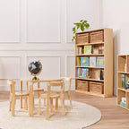 Bibliothèque en bois à façade ouverte à 5 étagères réglables, gris délavé / naturel / blanc délavé, 60 po