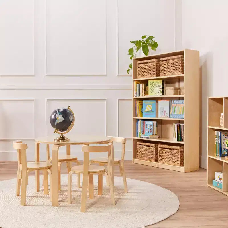 Bibliothèque en bois à façade ouverte à 5 étagères réglables, gris délavé / naturel / blanc délavé, 60 po