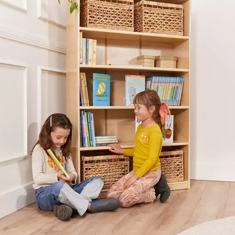 Bibliothèque en bois à façade ouverte à 5 étagères réglables, gris délavé / naturel / blanc délavé, 60 po