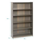 Bibliothèque en bois à façade ouverte à 5 étagères réglables, gris délavé / naturel / blanc délavé, 60 po