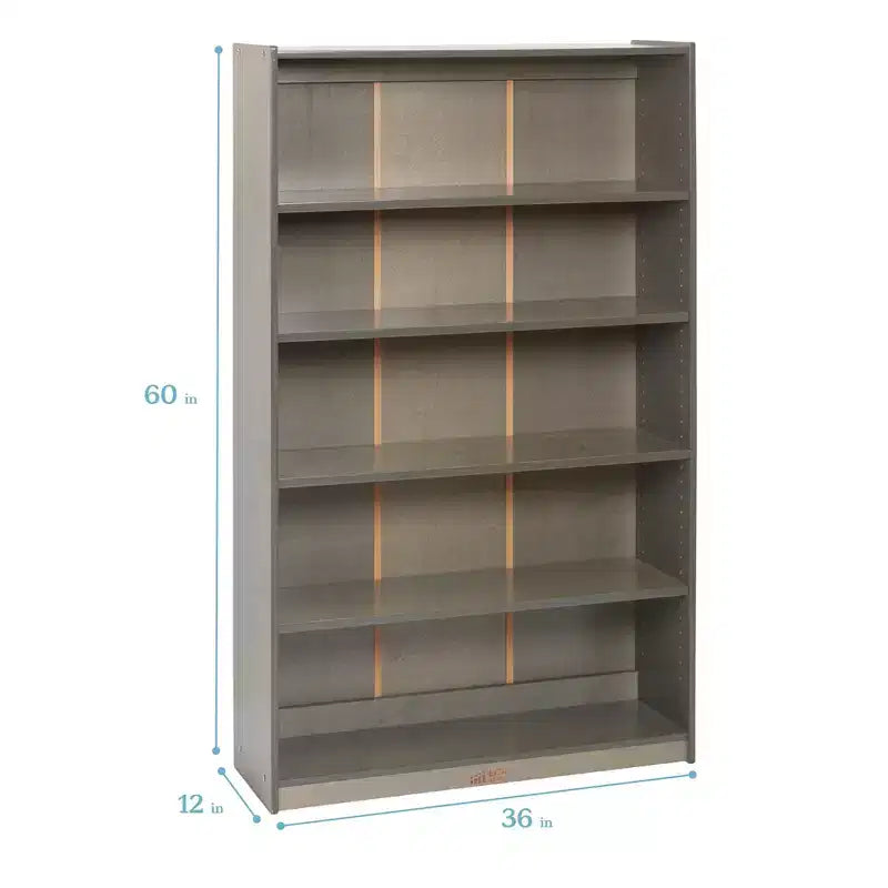 Bibliothèque en bois à façade ouverte à 5 étagères réglables, gris délavé / naturel / blanc délavé, 60 po