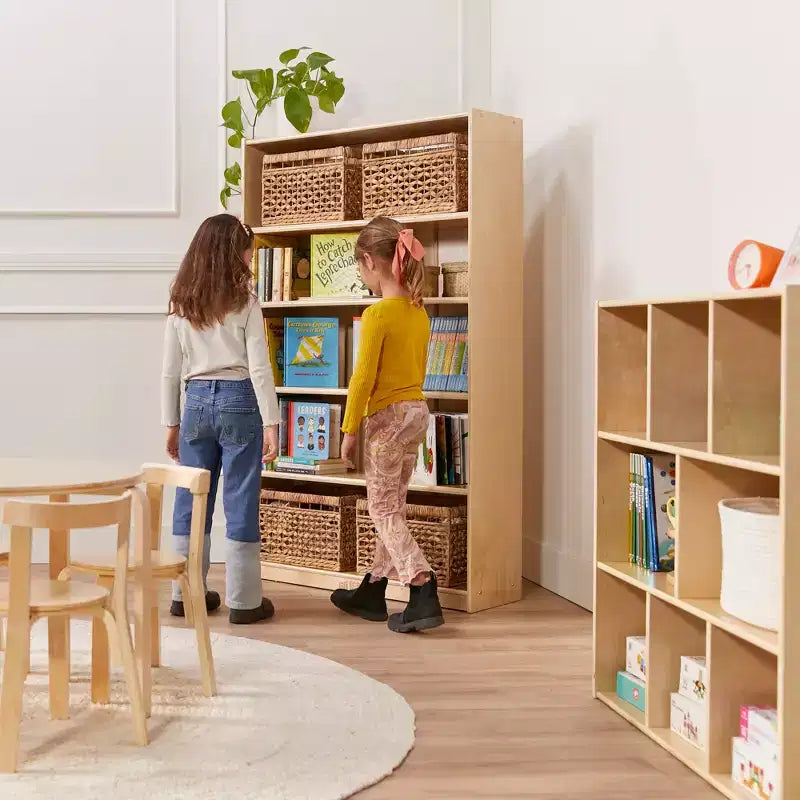 Bibliothèque en bois à façade ouverte à 5 étagères réglables, gris délavé / naturel / blanc délavé, 60 po