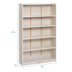 Bibliothèque en bois à façade ouverte à 5 étagères réglables, gris délavé / naturel / blanc délavé, 60 po