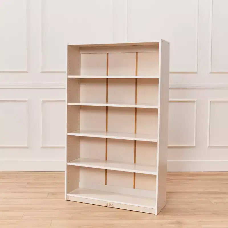 Bibliothèque en bois à façade ouverte à 5 étagères réglables, gris délavé / naturel / blanc délavé, 60 po