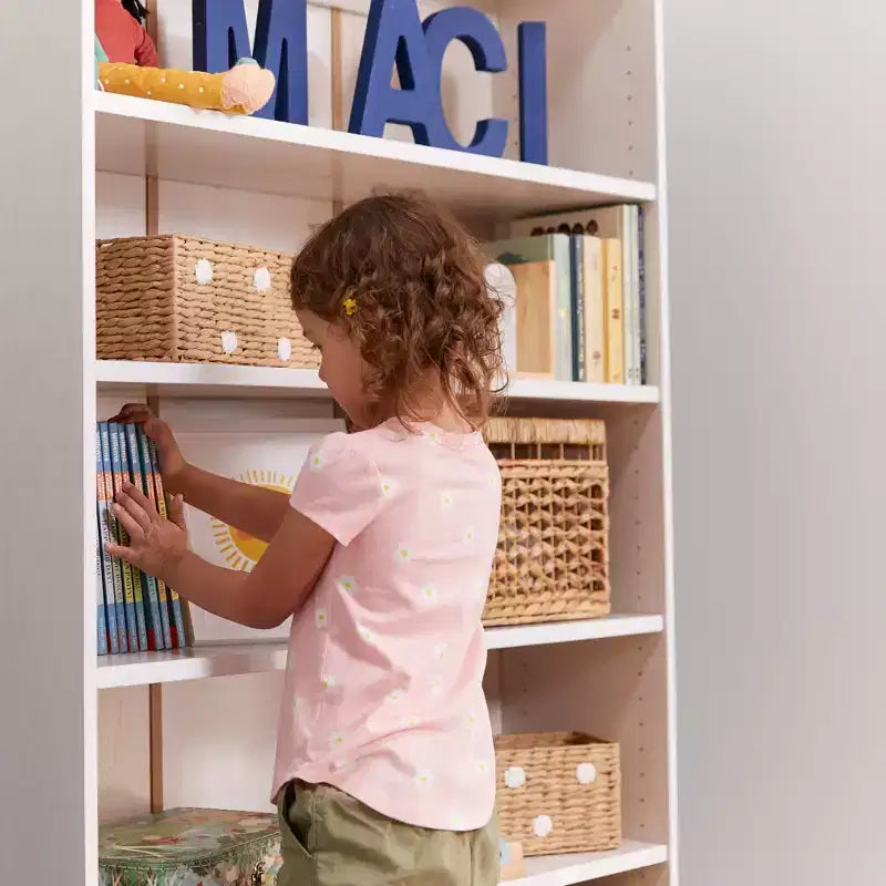 Bibliothèque en bois à façade ouverte à 5 étagères réglables, gris délavé / naturel / blanc délavé, 60 po