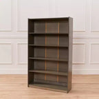 Bibliothèque en bois à façade ouverte à 5 étagères réglables, gris délavé / naturel / blanc délavé, 60 po