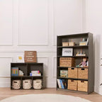 Bibliothèque en bois à façade ouverte à 5 étagères réglables, gris délavé / naturel / blanc délavé, 60 po