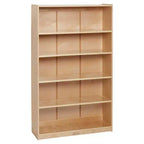 Bibliothèque en bois à façade ouverte à 5 étagères réglables, gris délavé / naturel / blanc délavé, 60 po