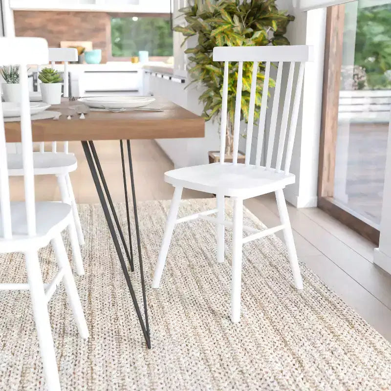 Chaises de salle à manger Windsor à barreaux (lot de 2) – Noir/Blanc, 2 places