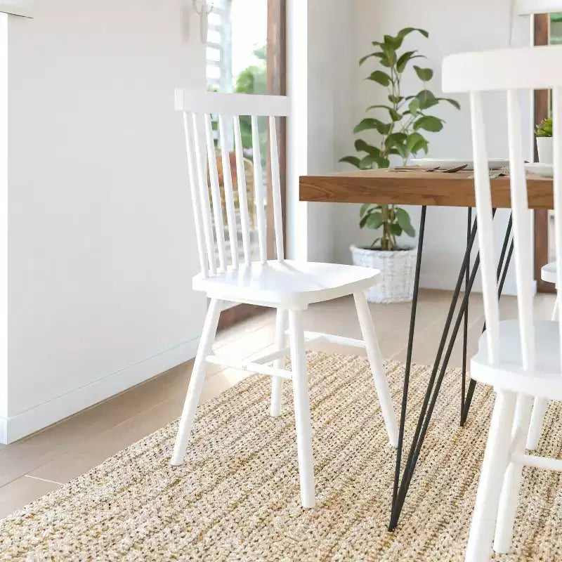 Chaises de salle à manger Windsor à barreaux (lot de 2) – Noir/Blanc, 2 places