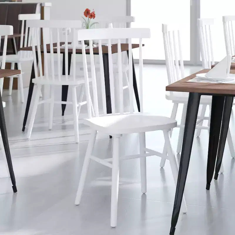 Chaises de salle à manger Windsor à barreaux (lot de 2) – Noir/Blanc, 2 places
