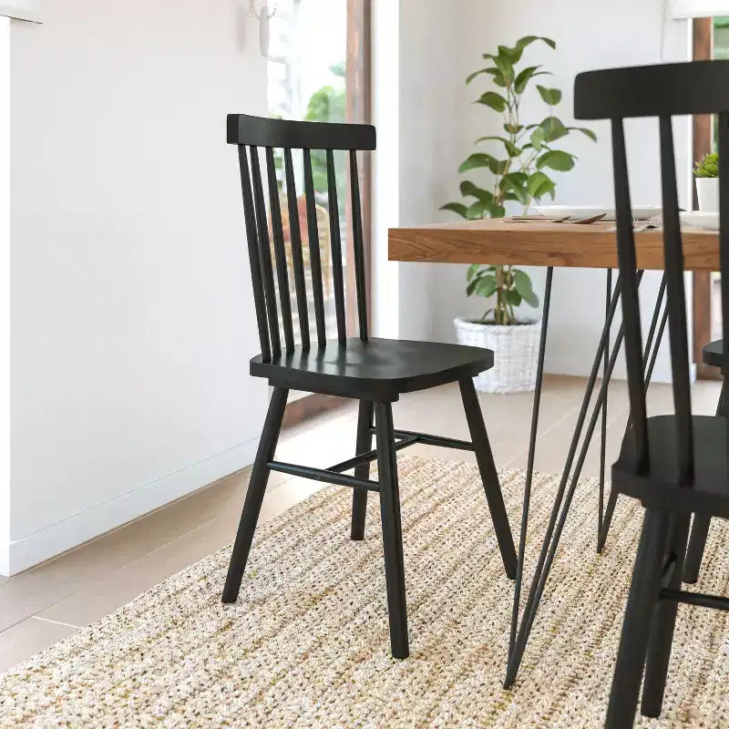 Chaises de salle à manger Windsor à barreaux (lot de 2) – Noir/Blanc, 2 places