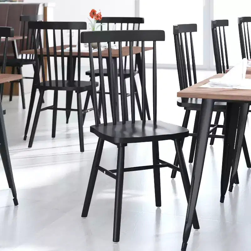 Chaises de salle à manger Windsor à barreaux (lot de 2) – Noir/Blanc, 2 places