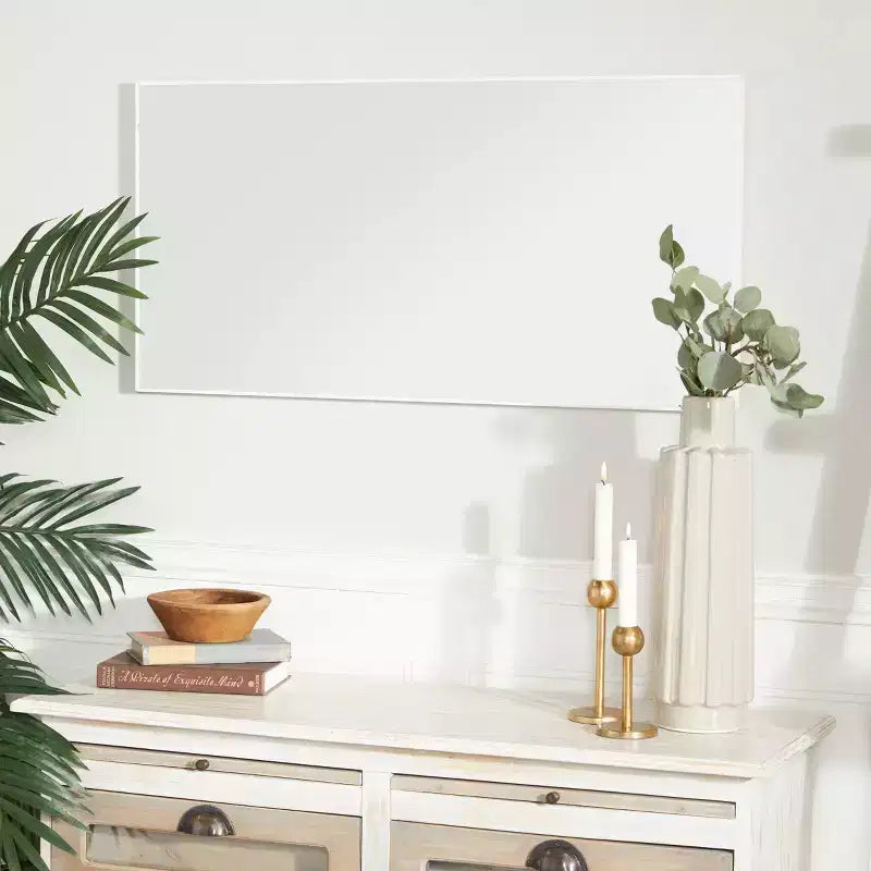 Miroir mural rectangulaire en bois – Noir / Or / Blanc