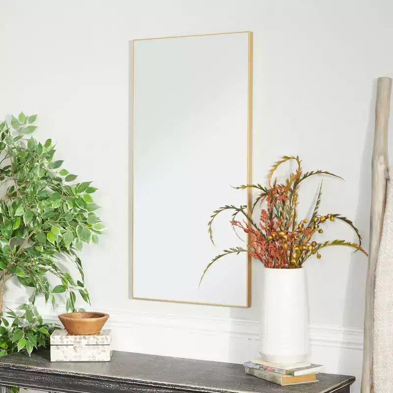 Miroir mural rectangulaire en bois – Noir / Or / Blanc