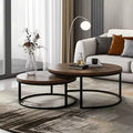 Luck Live nested round coffee table walnut color